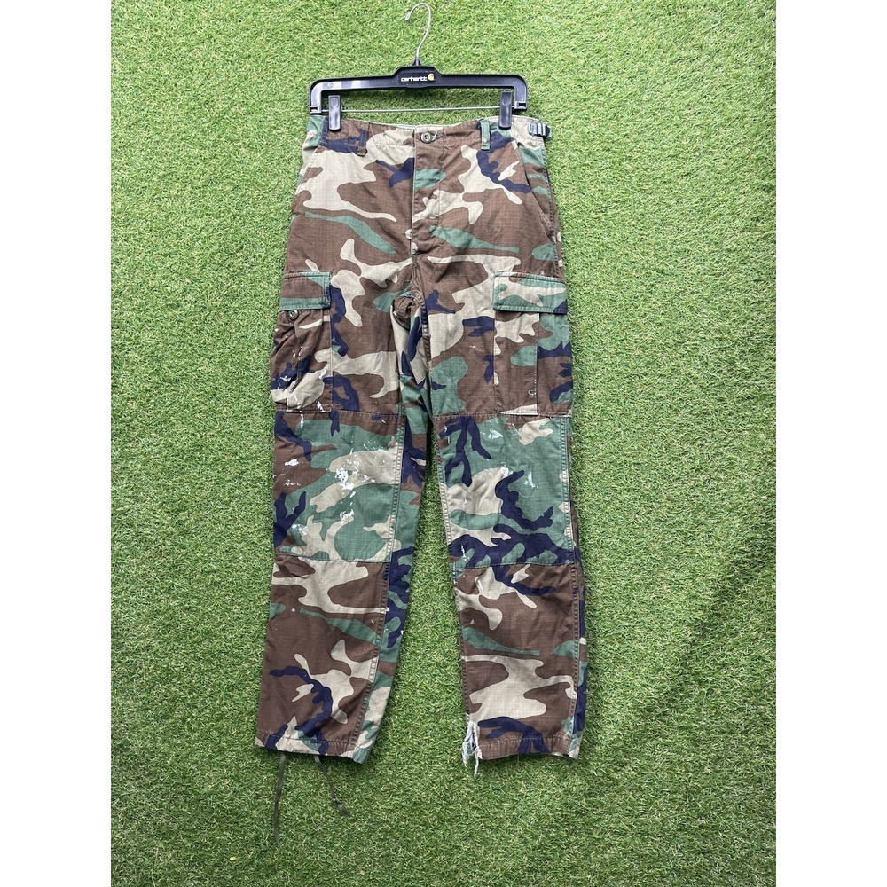 Woodland Camo Military Pants Mens Small Regular Trousers Ripstop Hot Weather BDU